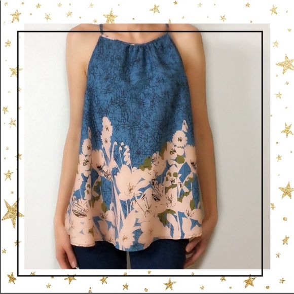 Jella Couture Tops - Jella Couture Large Blue Floral Cami top.     (D4)